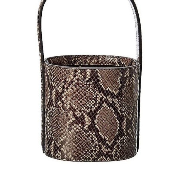 STAUD Bissett Snakeskin-Embossed Leather Bucket Bag - Picture 2 of 7